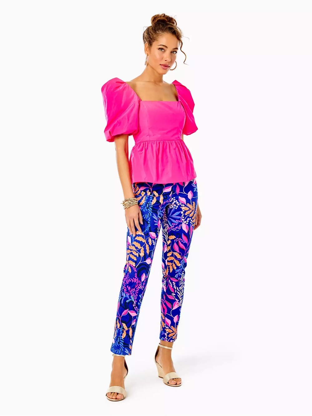 Lilly Pulitzer Womens 12 Kelly Ankle Pants in Borealis Blue Preppy Tropical